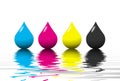 CMYK color droplets