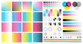 CMYK color marks. Color registration and adjustment marks for printing, prepress and screen printing. Vector CMYK tone Royalty Free Stock Photo