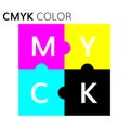 CMYK color scheme puzzle illustration
