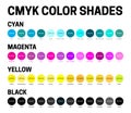 CMYK Color Shades Illustration with Hex html Codes