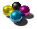 Cmyk colored reflective balls Royalty Free Stock Photo