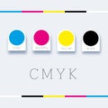 CMYK colors concept. Provider of printer ink and toner, letterpress printers. Keep printing