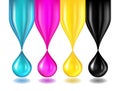 CMYK color drops on white Royalty Free Stock Photo