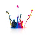 CMYK colors paint splashing Royalty Free Stock Photo