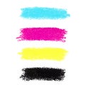 CMYK colors pastel crayon stains Royalty Free Stock Photo