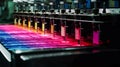 CMYK colors, printing house. Offset printing machine. Royalty Free Stock Photo