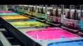 CMYK colors, printing house. Offset printing machine. Royalty Free Stock Photo