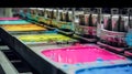 CMYK colors, printing house. Offset printing machine. Royalty Free Stock Photo