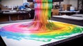 CMYK colors, printing house. Offset printing machine. Royalty Free Stock Photo