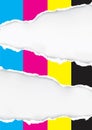 CMYK colors Ripped paper background.