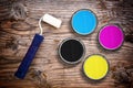 CMYK colors in tin cans Royalty Free Stock Photo