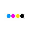 CMYK colours dots vector on white color background