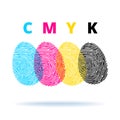 Cmyk concept with fingerprints Royalty Free Stock Photo
