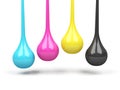 CMYK concept with four drop. 3d rendering.