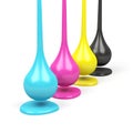 CMYK concept with four drop. 3d rendering.