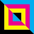 CMYK cyan magenta yellow black double triangle