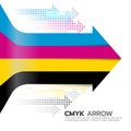 CMYK (cyan and magenta and yellow and key or black) arrow line and dot arrow vector art design Royalty Free Stock Photo