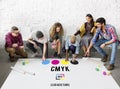 CMYK Cyan Magenta Yellow Key Color Printing Process Concept