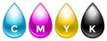 Cmyk drops on white background Royalty Free Stock Photo