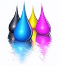 Cmyk drops on white Royalty Free Stock Photo