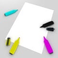 CMYK felt tip pens on the paper Royalty Free Stock Photo