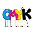 CMYK - funny letters, white background