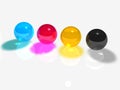 4 CMYK glass balls on a white background. Royalty Free Stock Photo