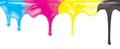 CMYK ink color paint dripping isolated on white with clipping path included Royalty Free Stock Photo