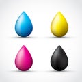 Cmyk ink droplets Royalty Free Stock Photo