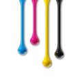 Cmyk ink drops on white paper square background Royalty Free Stock Photo