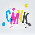 CMYK letters in paint splashes