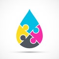 CMYK liquid ink drop. Color pigments icon