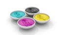 CMYK liquid inks with drops Royalty Free Stock Photo