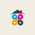 CMYK logo in shape of house