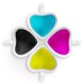CMYK love cups isolated. Royalty Free Stock Photo