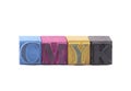 Cmyk made from letterpress blocks Royalty Free Stock Photo