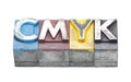 Cmyk made from metal letters Royalty Free Stock Photo