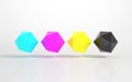 CMYK - Multicolored Icosahedrons Royalty Free Stock Photo