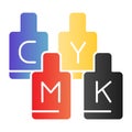 CMYK paint cans flat icon. Print ink color icons in trendy flat style. Printing paints gradient style design, designed Royalty Free Stock Photo