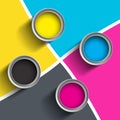 CMYK paint in metal cans Royalty Free Stock Photo
