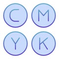 CMYK palette flat icon. Print ink blue icons in trendy flat style. Printing paint gradient style design, designed for Royalty Free Stock Photo