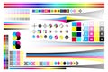 CMYK Print Calibration Illustration with Offset Printing Marks and Color Test