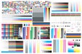 CMYK print test color offset vector calibration printing marks, color bar CMYK and color test chart. Royalty Free Stock Photo