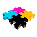 CMYK PUZZLE 3D vector on a white background.