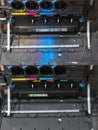 CMYK toner cartridges in laser copier machine Royalty Free Stock Photo