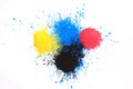 cmyk toner powder (cyan, magenta, yellow, black) Royalty Free Stock Photo