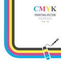 CMYK vector background. Print colors paint roller. Royalty Free Stock Photo