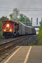 CN Freight Train Heading West At Georgetown, Ontario Royalty Free Stock Photo