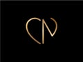 CN initial heart shape Gold colored logo