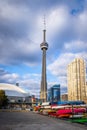 CN Tower as viewed from the Harbourfront - Toronto, Ontario, Canada Royalty Free Stock Photo